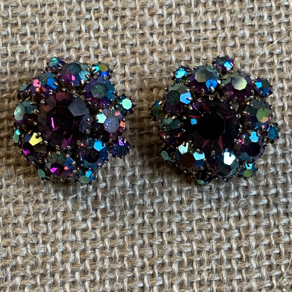 Vintage purple AB crystal earrings